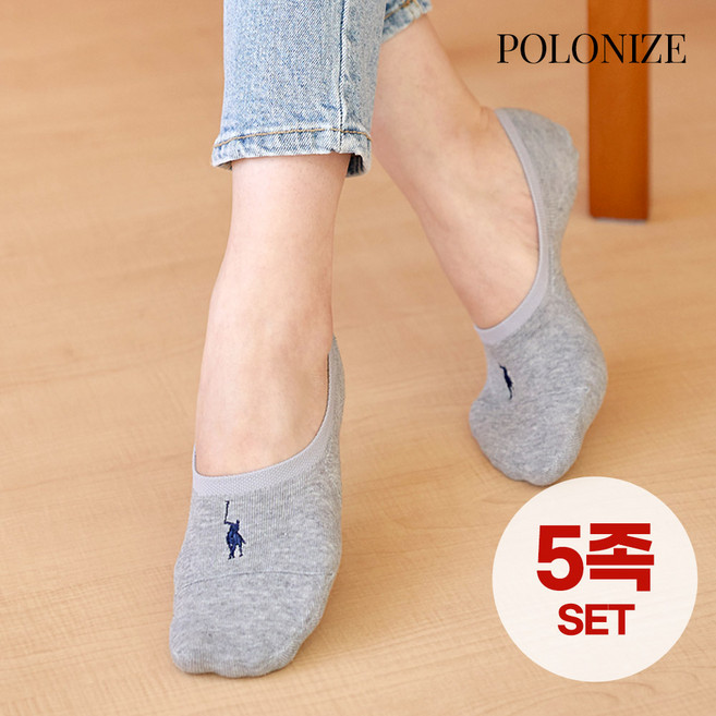 [폴로나이즈] 여성 데일리 자수 페이크삭스 5족 세트