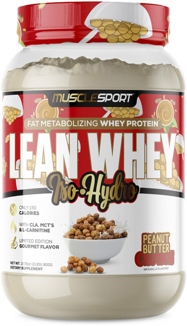 MUSCLESPORT Lean Whey 分離乳清蛋白粉 花生醬脆片口味, 1個, 900g
