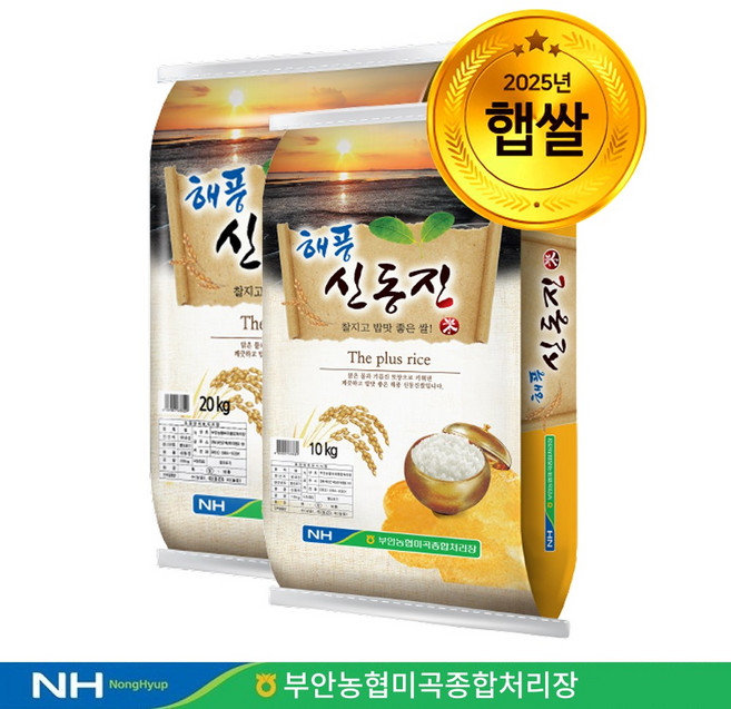 해풍 신동진 쌀 찰지고 밥맛 좋은쌀 부안농협 햅쌀, 20kg, 1개, 상등급