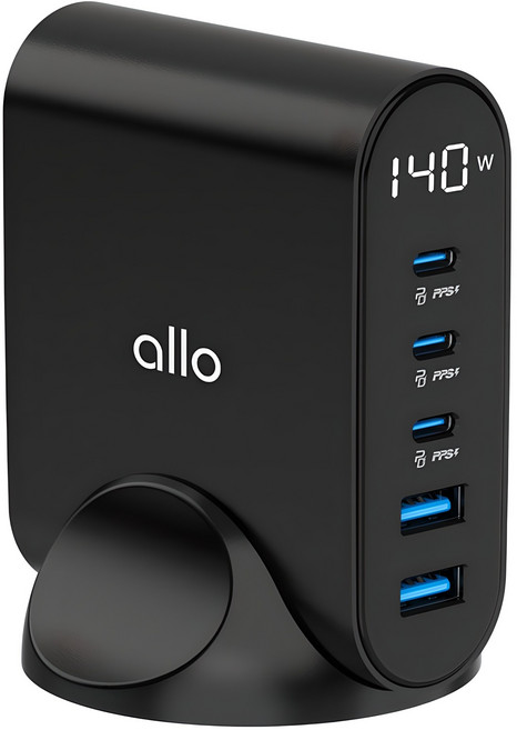 allo GaN Pro PD PPS 超高速5埠多功能充電器 140W UC5140GPD, 1個, 黑色 (Black)