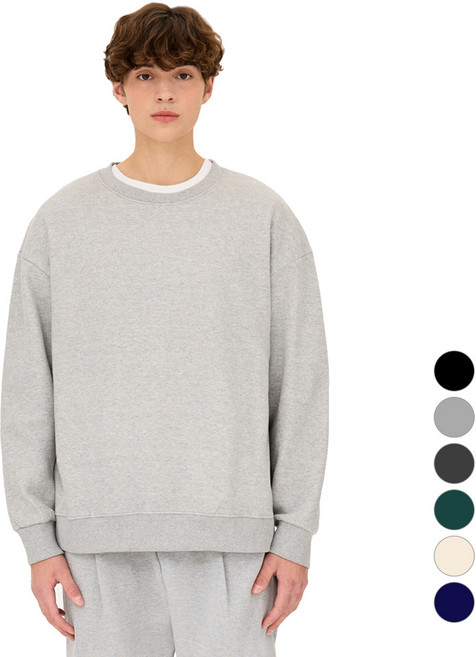 더매드문 무지 오버핏 기모 맨투맨