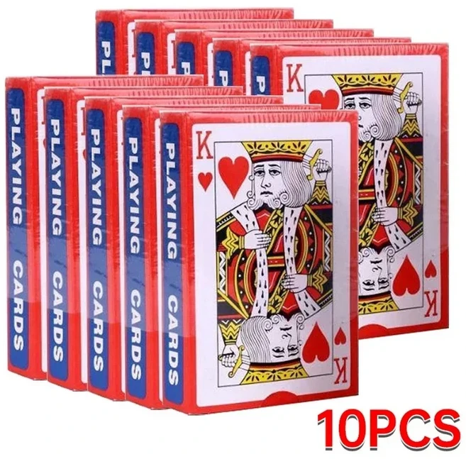 1 100pcs 표준 포커 카드 세트 게임용 54 성인 파티 소하 브리지 엔터테인먼트, 01 Red 10PCS