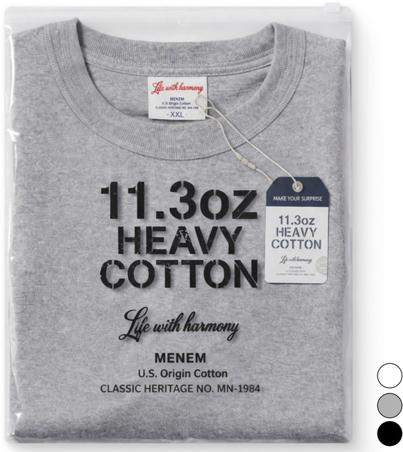 미넴 남녀공용 U.S.11.3oz 헤비코튼 반팔티 S~5XL 순면 빅사이즈 오버핏 머슬핏