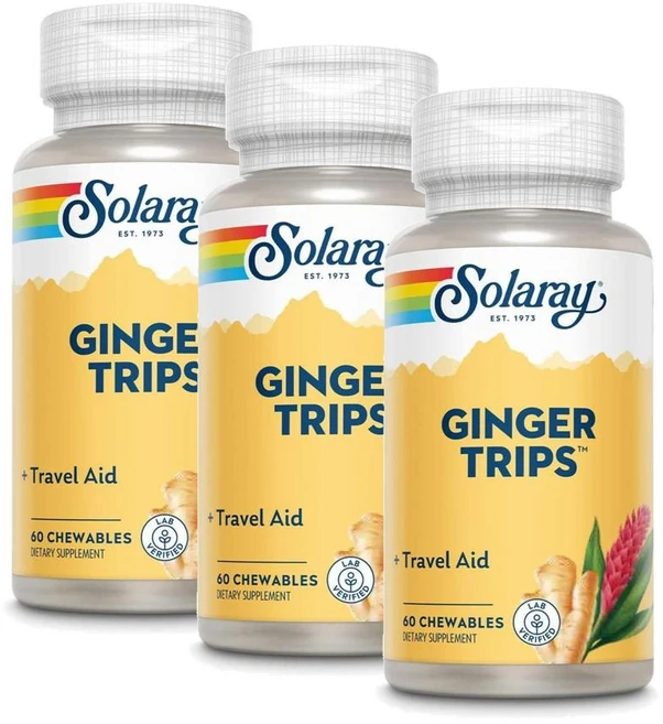 솔라레이 진저 트립 트래블 에이드 츄어블 SOLARAY Ginger Trips, 3개, 60정 - 쿠팡