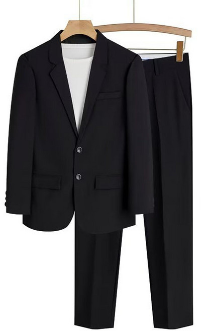 FANSYLI 봄여름 얇은 정장 세트 남성 비즈니스 캐주얼 정장 세트 루즈핏 정장 자켓+정장바지 투피스 빅사이즈 면접 세트 W2601J27