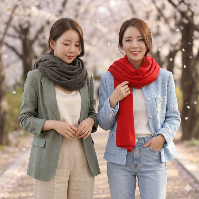 프레페리토 봄가을 겨울 여성 뷰티 파스텔 롱스카프 광폭 머플러