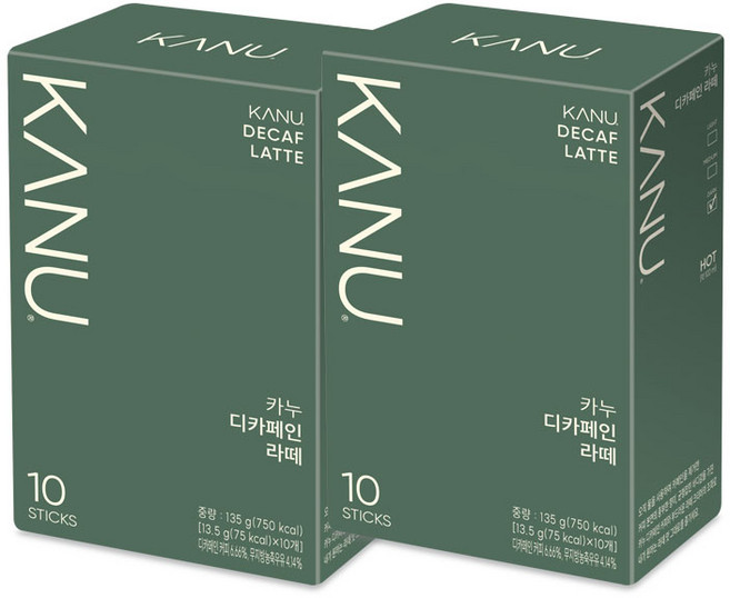 카누 디카페인 라떼, 2박스, 10개입