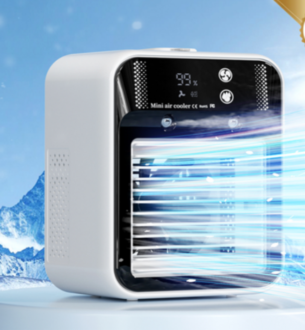 NUNUHANA 미니 냉풍기 무선 저소음 수면용 사무용 캠핑용 휴대용 선풍기, 화이트-추천, L8