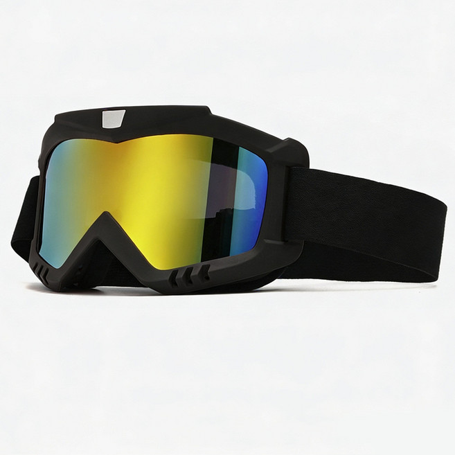 成人男女防風滑雪眼鏡 摩托車護目鏡 雪鏡, 黑框紅彩片, 1個