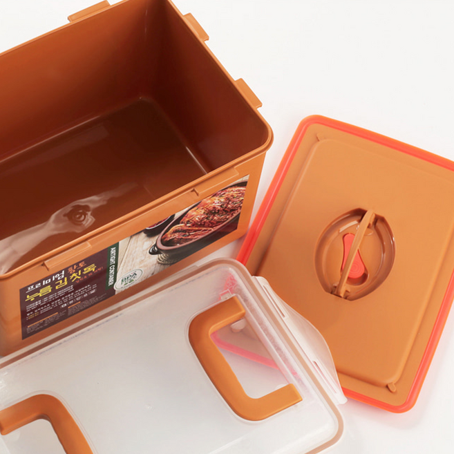 국산 진공 밀폐 황토 김치통 누름판 오이지 장아찌 김치통 냄새안나는 락앤락 비스프리 통, 1개