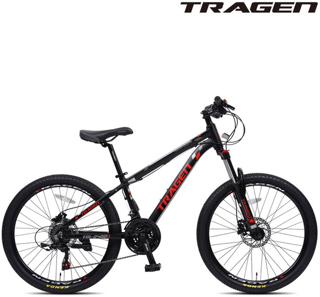 트라젠 TM-2400D 24인치 21단 주니어 초등학생 알루미늄 MTB자전거, 블랙, 완조립배송, 1개
