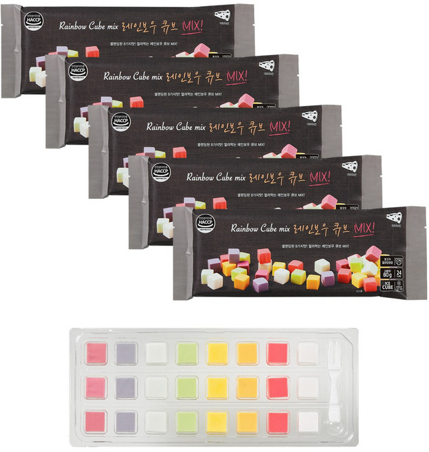 레인보우과일큐브치즈 단품 다섯 팩 구성 [블5] 레인보우큐브MIX!, 80g, 5개