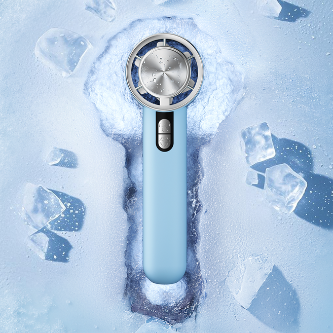 민루플 급속 냉각 핸디 무선 5단 에어컨 휴대용 선풍기 미니 손풍기 3000mAh, 블루