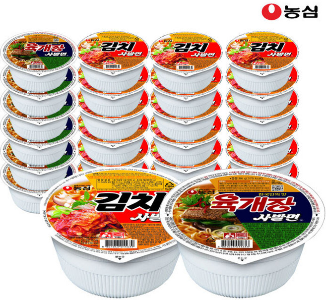 농심 컵라면 혼합 24 (육개장사발면6+김치사발면18), 단일속성, 24개