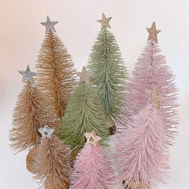 [왓위셀] 미니 컬러 핑크 트리 크리스마스 매장 장식 인테리어 소품, 09. 그린(대) - 32CM