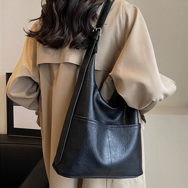 [웨일쓰]대용량 가죽 숄더백 오리지널 데일리 크로스백 멀티포켓 이너파우치 증정