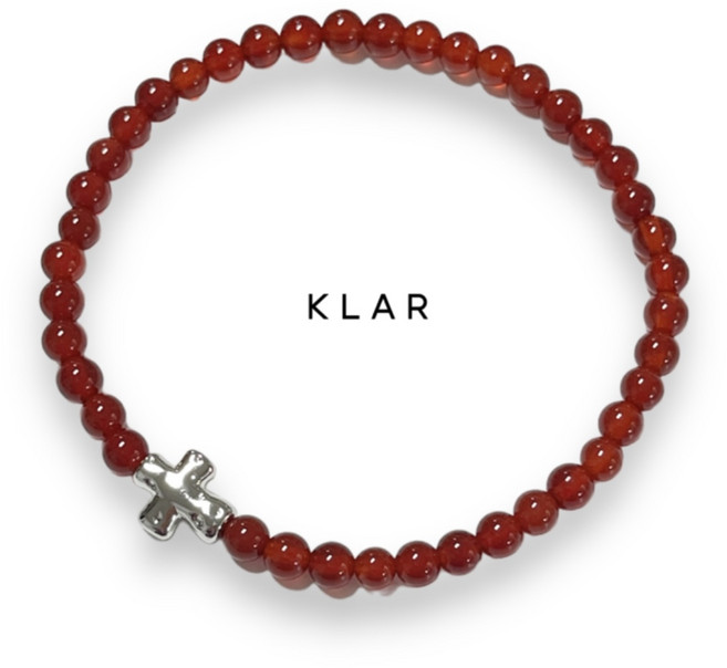 클라(KLAR) 천연 자마노(Sard) 엔틱십자가 팔찌 (4미리)