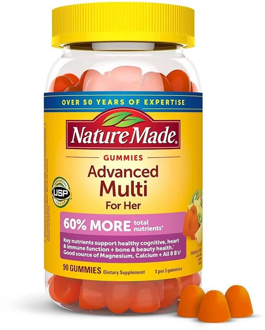 네이처메이드 여성용 어드반스 멀티비타민 구미 90정, 네이처메이드 여성용 어드반스 멀티비타민 구미 90정 2, 1개 - 쿠팡