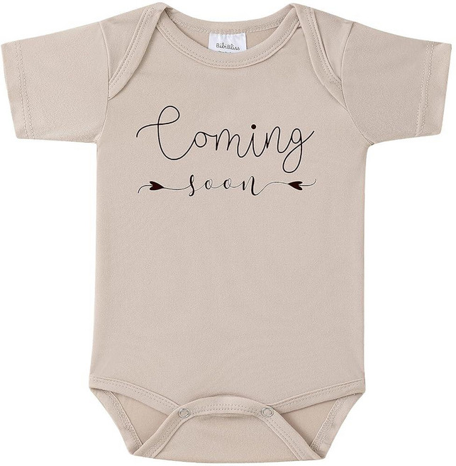 BIBIBLISSBABY Baby Coming Soon 임신 발표 유아용 바디수트 조부모를 위한 새로운 선물 Taro 0-3개월 227901, Oat