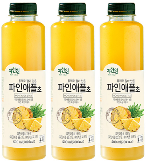 [자연원] 통째로 갈아만든 파인애플초, 3개, 500ml
