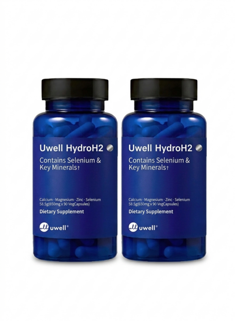 uwell HydroH2/유웰하이드로H2/티파니 영양제/활성산소제거/유웰식용수소영양제/숙취에좋은/미네랄영양제 90캡슐 2병[원산지:미국], 90정, 2개