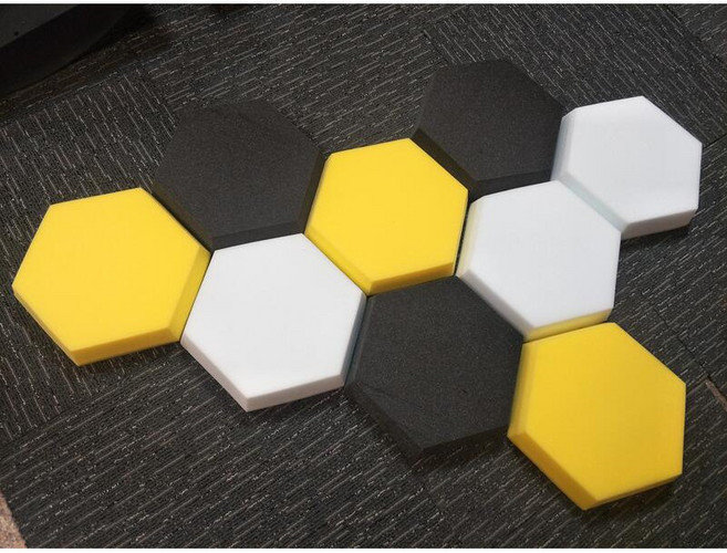 臺灣工廠直營 立體六角蜂巢造型吸音棉 隔音棉 吸音磚 低音陷阱 24cm*24cm*5.5cm, 1個, 水藍一片 110元, 水藍