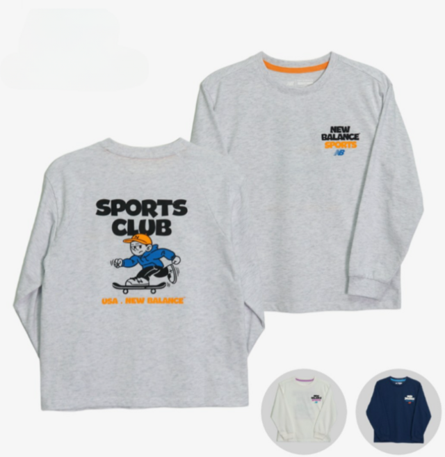 뉴발란스 키즈 에센셜 일러스트 긴팔티 여아 남아 공용