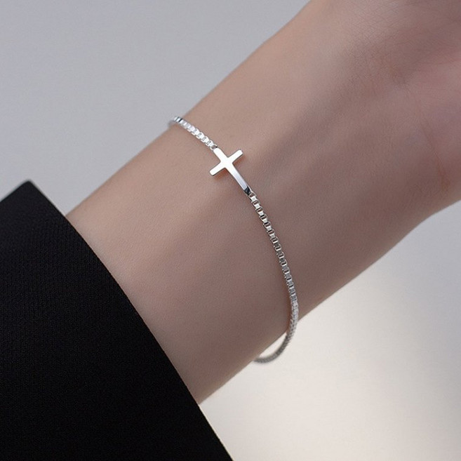은클리너천 증정 자체제작 실버925 십자가 체인 은팔찌 커플팔찌 남녀공용 18CM