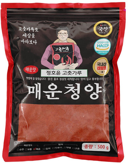 정호윤 고춧가루 태양초 매운 청양 고운고추가루, 1개, 500g