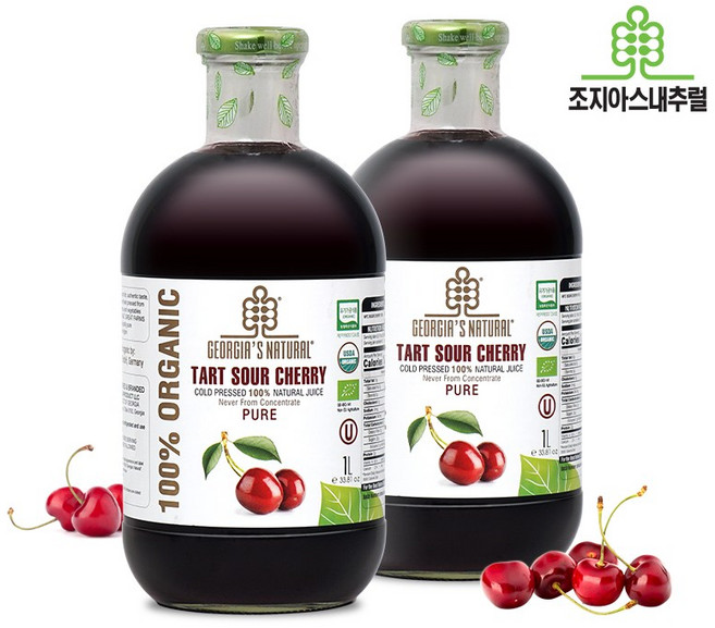 조지아스내추럴 유기농 NFC 타트체리주스, 1L, 2병