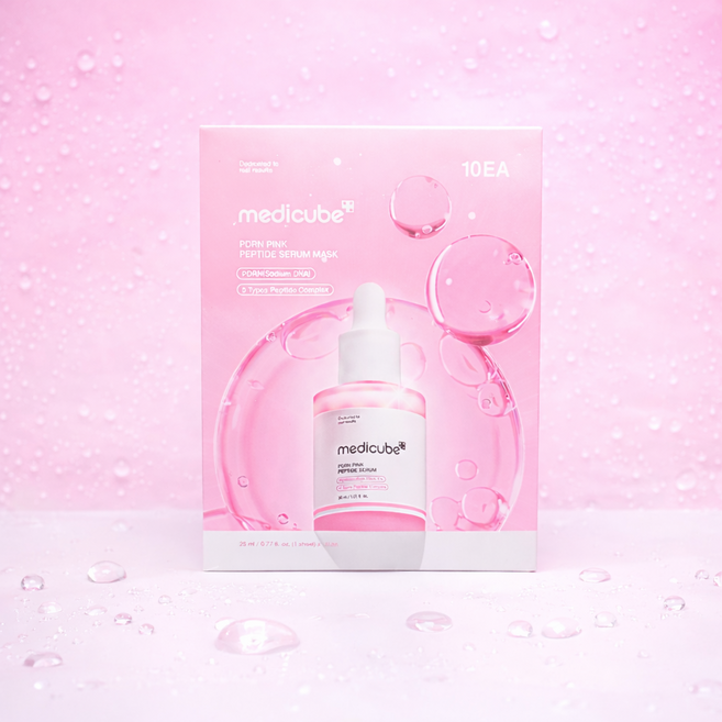 [정품]메디큐브 PDRN 핑크 펩타이드 앰플 마스크 10매/1박스, 1개, 10개입