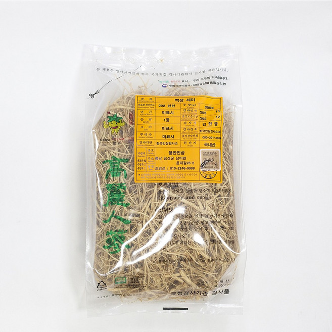 농협검사품 백삼세미 1등급 건삼 뿌리삼 말린인삼 미삼 백미삼, 1개, 300g