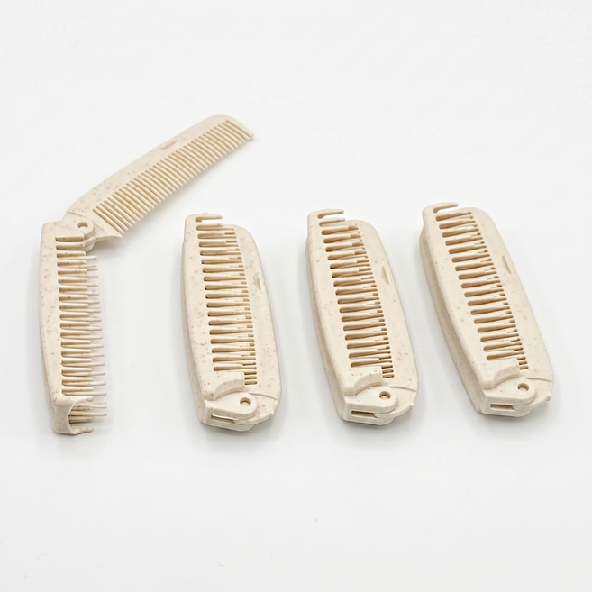 누아벨르 휴대용 접이식 빗 포켓 헤어빗 컴팩트 머리빗 2p 세트, 베이지, 2개