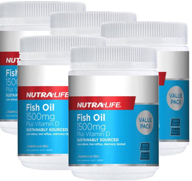 뉴트라라이프 피쉬오일 1500mg 오메가3 비타민D NUTRALIFE Fish Oil Plus Vitamin D, 5개, 300정