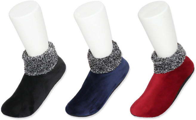 여성 불타는 벨벳버선 무지컬러 보카시카바 3켤레 겨울 방한 수면