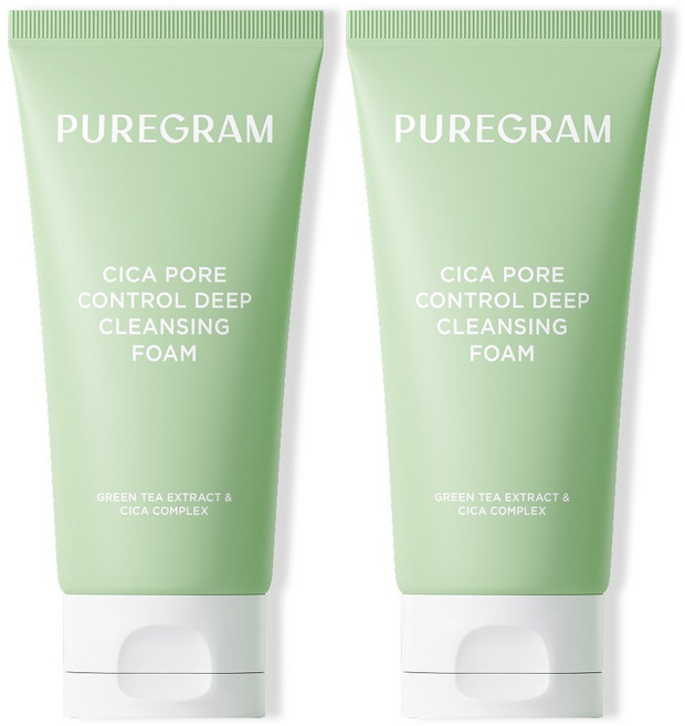 1+1 구성 출시하자마자 1위 퓨어그램 모공이별 딥클렌징폼 제주 그린티 저자극 폼클렌징, 2개, 120ml
