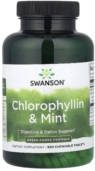 스완슨 엽록소 민트 Chlorophyllin Mint 츄어블 500정, 1개 - 쿠팡