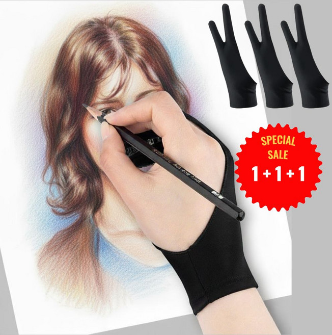 비바숨 드로잉 장갑 터치방지 3p 세트, 홀겹