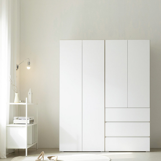 스칸디무드 커스트 터치 서랍 키큰 옷장 세트 1600, 화이트