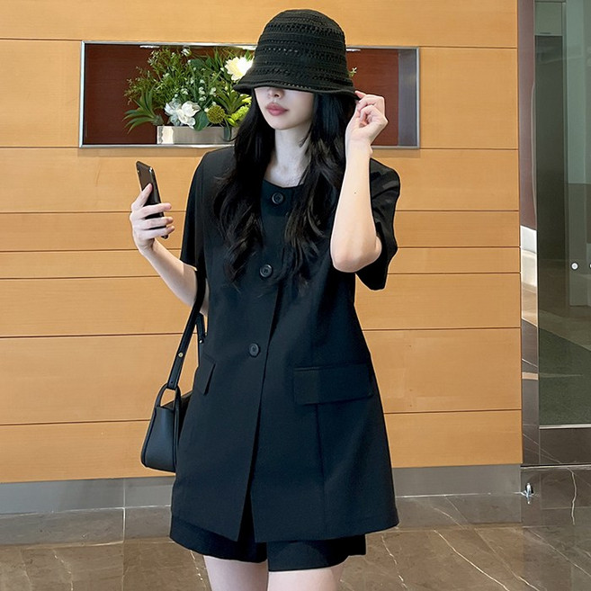 (초특가 고퀄리티)(국내 자체 제작)(당일 발송) 어반 라운드 쓰리버튼 반팔 자켓