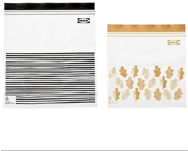 이케아 지퍼백 ISTAD 이스타드 지퍼백 패턴 블랙/엘로우 4리터 25장// 2.5리터 25장, 1개