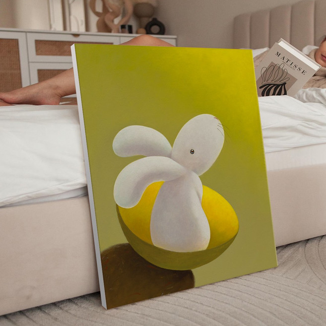 풍수 행운 행복토끼 2 일러스트 토끼그림 카페 아이방 인테리어 캔버스 그림액자 23종 12-23 집들이선물 아가방 데코 동물그림, 14.햇살토끼