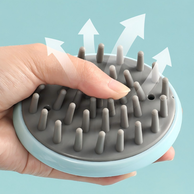 두피 힐링 케어 실리콘 마사지 샴푸브러시, 1개, 8*7CM 블루