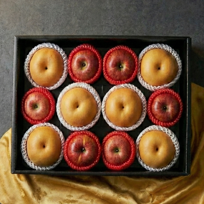 (삼부자네) 명절 선물세트 정품 혼합과일 사과 6과 배 6과, 1개