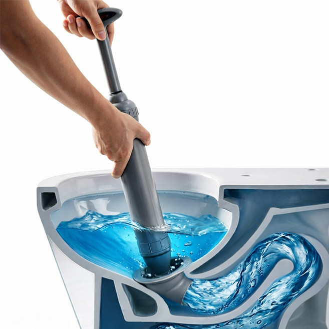 루메이크 펌프형 압축 변기 뚫어뻥, 그레이