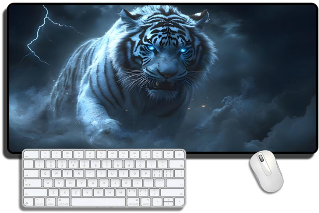 (타이거 그래픽) XXL 대형 마우스패드 900X400X3mm 고해상도 인쇄 미끄럼 방지, 호랑이.2, 1개