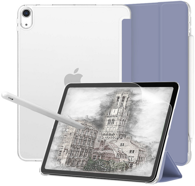 니하 태블릿 슬림 클리어 케이스(종이질감 필름), 라벤더, 1개