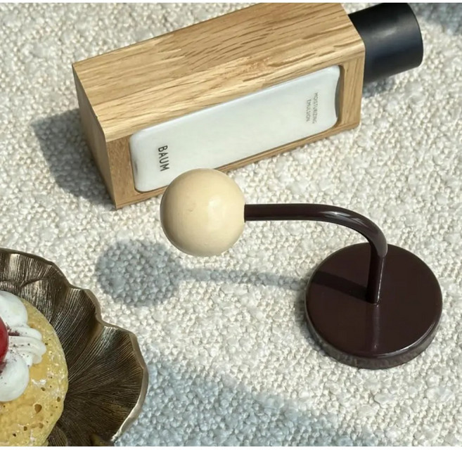 티지피 다양한 색상 가능 고리자석 후크 무타공 벽걸이 마그네틱 컬러볼 자석후크, 1개, 브라운+베이지