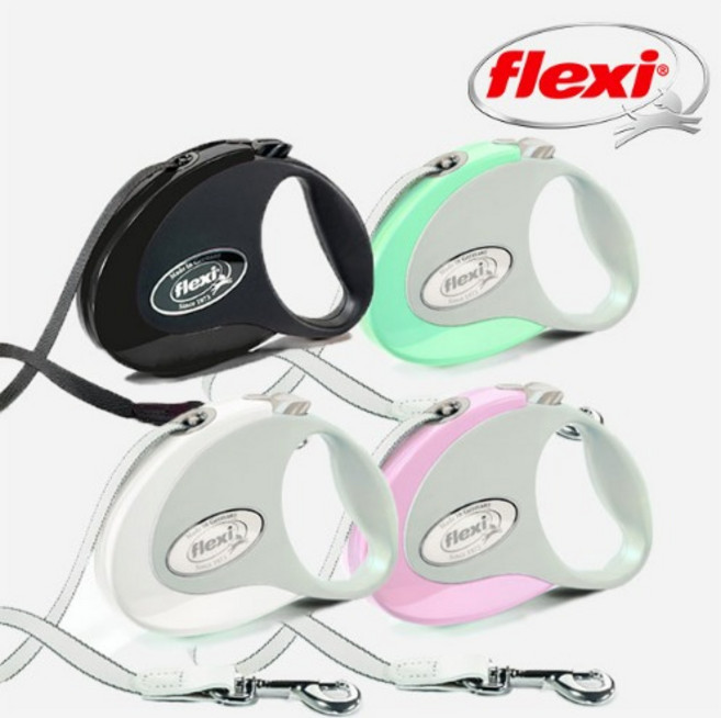 플렉시 스타일 화이트 민트 핑크 자동줄 리드줄 S/M 테이프 타입 소형견 중형견 대형견 Flexi 리쉬, 1개