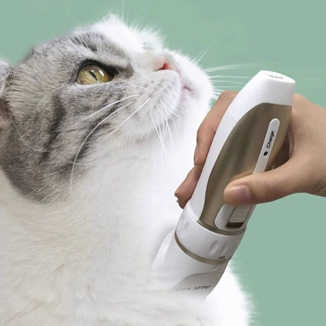 무소음 고양이 털 바리깡 미용 풀세트 강아지 장모묘 이발 발바닥, 1개, 화이트 기본 구성 + 가위